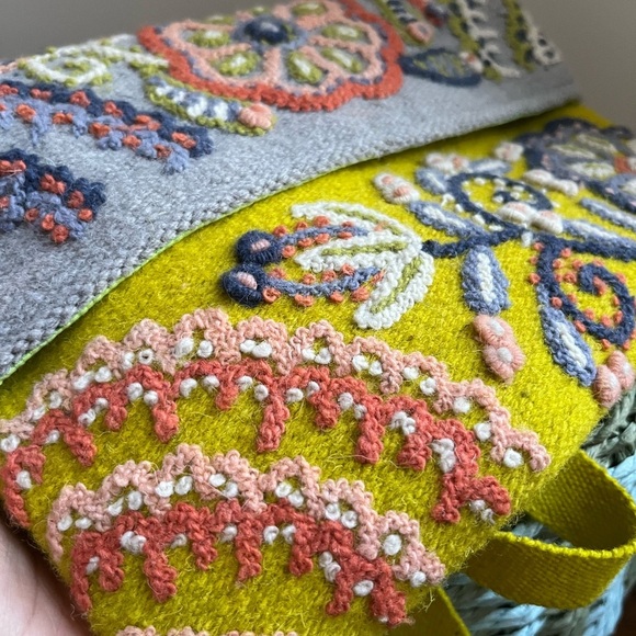 Beyond Threads - Buttercup Embroidered Wool Handbag - Picture 7 of 15